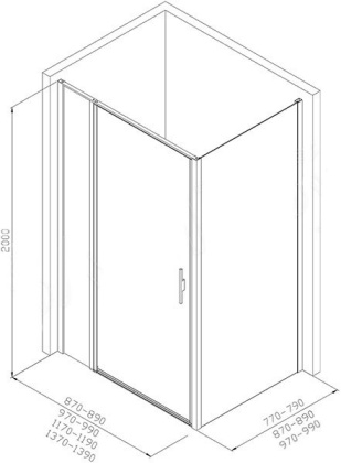 PRIORITY, Ограждение набор: 1200(дверь) х 1000(боковое стекло), браш черный (269540), шт