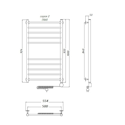 Полотенцесушитель Аспект эл ТЭН 2 100*50 (ЛЦ6)