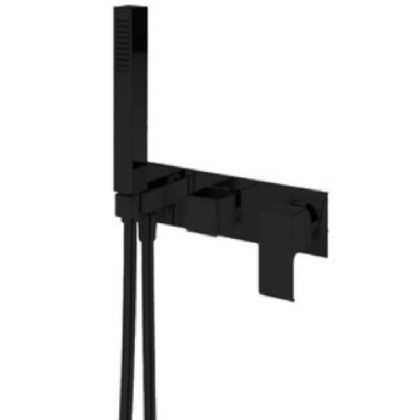 PORTA-VDM2-NOP Встраиваемый смеситель для ванны и душа однорычажный, на 3 выхода, в комплекте с ручным душем, исполнение черный матовый