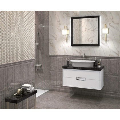 Плитка настенная 6354 Гран Пале серый панель 25*40*8 (9шт/0,9м2), м2