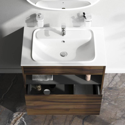 База под раковину с нишей и 1 ящиком универсальная, 70х80,8х49,2 см, коричневая, M8FFUX0801OF