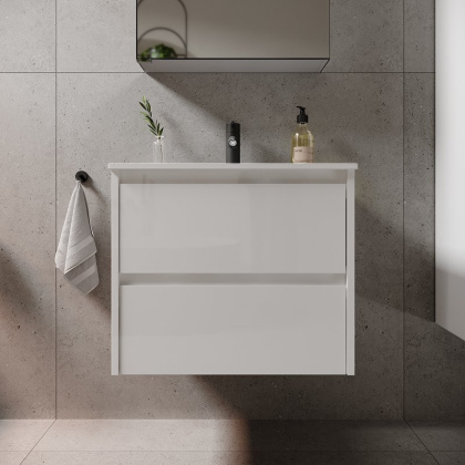 Тумба подвесная SANCOS Libra 590х450х500, c двумя ящиками оснащенными доводчиками, белый глянец , арт. LB60W Тумба подвесная SANCOS Libra 590х450х500, c двумя ящиками оснащенными доводчиками, белый глянец , арт. LB60W