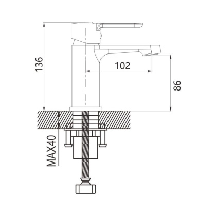 Смеситель для раковины латунь, черный S8101H