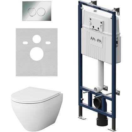 IS100151.701700 Инсталляция MasterFit с клавишей L глянец. хром с подвесным унитазом Spirit V2.0 FlashClean с сид