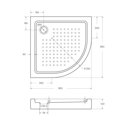 Акриловый поддон CEZARES TRAY-A-R-95-550-15-W Акриловый поддон CEZARES TRAY-A-R-95-550-15-W