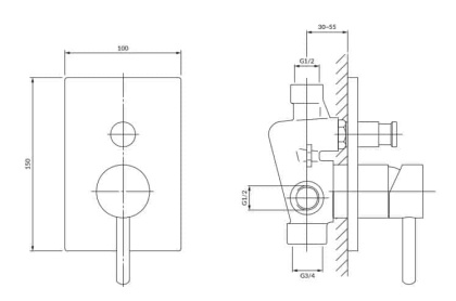 Смеситель для душа скрытого монтажа OMNIRES Y Y1235_KCR (хром) Смеситель для душа скрытого монтажа OMNIRES Y Y1235_KCR (хром)
