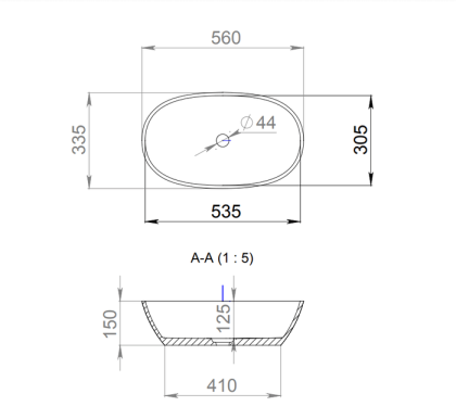 Раковина Salini CALLISTA 106 1101206SMRH S-Stone покраска по RAL снаружи, накладная, матовая