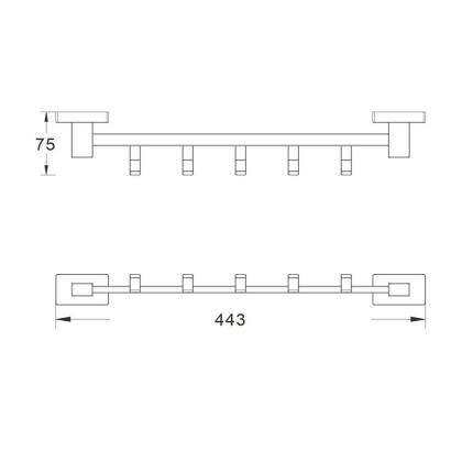 Планка с 5 крючками Черн., SG5651H Shevanik, Черный