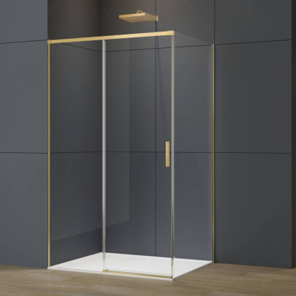 Душевой уголок Soft 2 VSR-3SO28011CLG, 1100*800, брашированное золото, стекло прозрачное