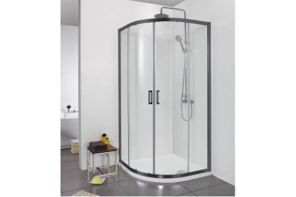 AQ ARI RO 09020BL Душевой уголок 1/4 круга, двери раздвижные 900x900x2000, профиль черный, стекло прозрачное AQ ARI RO 09020BL Душевой уголок 1/4 круга, двери раздвижные 900x900x2000, профиль черный, стекло прозрачное