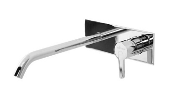 LEAF-BLI1-ST Смеситель для раковины встраиваемый однорычажный, на единой площадке Исполнение: Satinox 