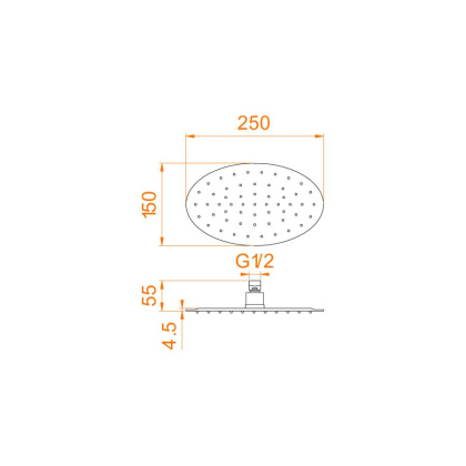 Верхний душ овальный RGW SP-83, RGW 21148325-01