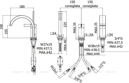 Смеситель на борт ванны Paffoni Rock RO040ST Смеситель на борт ванны Paffoni Rock RO040ST
