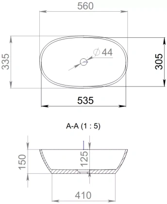 Раковина Salini S-Sense Callista 56 см 1101106GRH, глянцевая