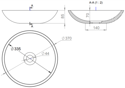Раковина Salini CALLISTA 105 1101205SMRF S-Stone покраска по RAL полностью, накладная, матовая