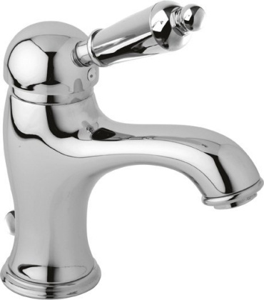 ELITE-LSM1-03/24-Bi Смеситель для раковины однорычажный с донным клапаном, золото, ручка белая