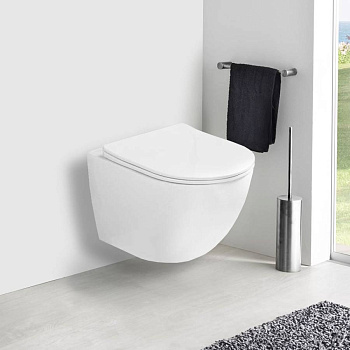 Унитаз подвесной Globo VT1-14SMW безободковый, цвет матовый белый, ультратонкое сиденье soft-close