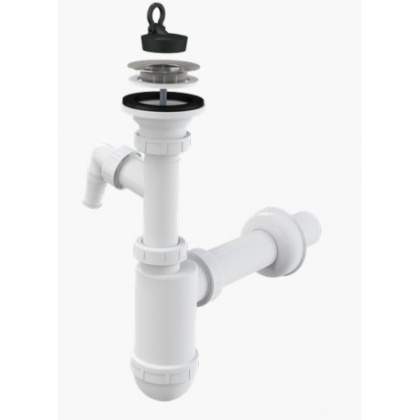 Сифон для умывальника DN40 со штуцером и нержавеющей peшeткой DN63