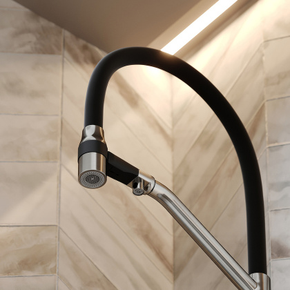 Смеситель для кухни SANCOS Orta с возможностью подключения фильтра для воды, цвет брашированный никель, арт. SC4008BN