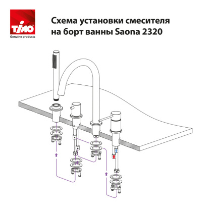 Смеситель Timo Saona 2320/17Y на борт ванны, золото матовое