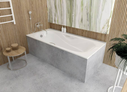 Ванна чугунная эмалированная AQUATEK AQ8080FH-00 ГАММА 1800x800 мм в комплекте с 4-мя ножками и 2-мя ручками