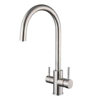 Смеситель д/кухни с каналом для питьевой  нержав. сталь BALEAR, арт.13445BL