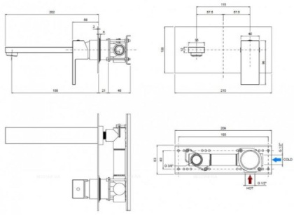 Смеситель для раковины встраиваемый однорычажный Cezares UNIKA-BLI1-01