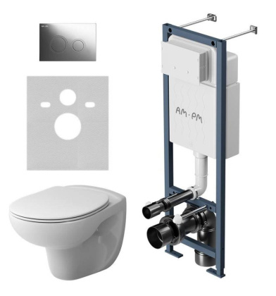 IS110151.DX15C1700 ErgoFit Инсталляция с клавишей L глянец. хром с подвесным унитазом Willow без ободка с сиденье