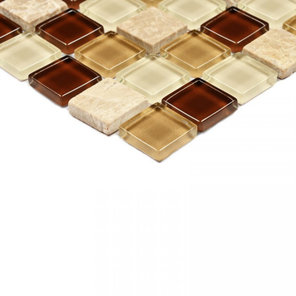 Мозаика стеклянная с камнем Scarlett (чип 15*15*4) 300*300(22шт-0.99м2), м2