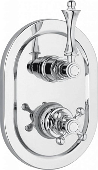 MARGOT-VDIM2-T-03/24-Bi Встраиваемый термостатический смеситель на 2 выхода, с девиатором Исполнение: Золото 24 карат, Ручки: Белая  MARGOT-VDIM2-T-03/24-Bi Встраиваемый термостатический смеситель на 2 выхода, с девиатором Исполнение: Золото 24 карат, Ручки: Белая