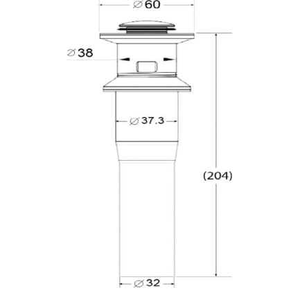 BB-PCU-02-IN Донный клапан для накладных раковин с системой Клик-клак с переливом, нержавеющая сталь, сатин