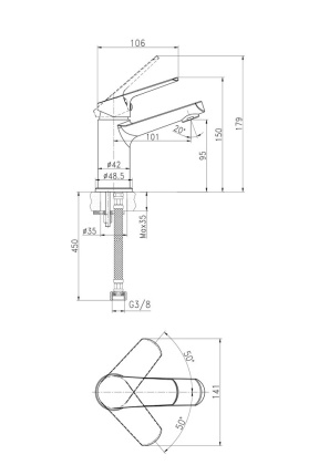 Комплект 3 в 1: смеситель для раковины и ванны FLAVIS + VIBE