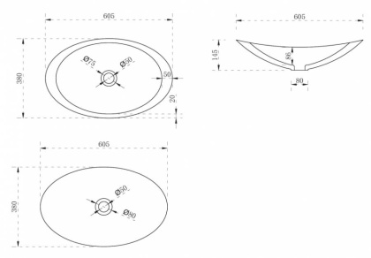 Раковина накладная прозрачная ABBER Kristall AT2808Onyx черная