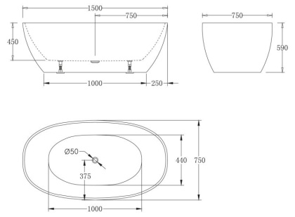 Акриловая ванна BELBAGNO BB81-1500 Акриловая ванна BELBAGNO BB81-1500