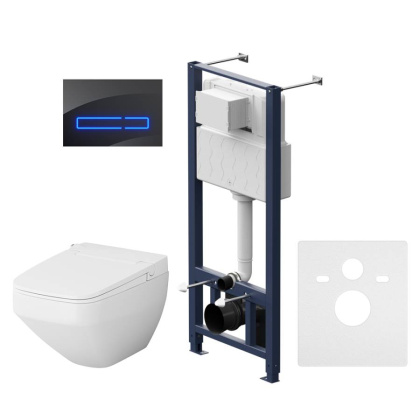 IS450A38.CCC50A Инст с клавишей Touchless Pro стекло, черн. с подвесным унитазом Inspire V2.0 FlashClean с эл биде