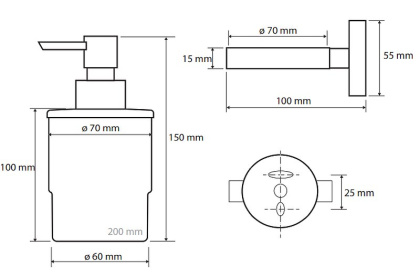 Настенный дозатор для жидкого мыла (стекло) вариант MINI