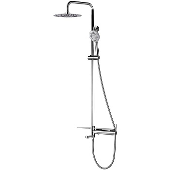 ETNA Душевая стойка с поворотным изливом, c верхним и ручным душем, нержавеющая сталь, исполнение сатин ETN-VSCM-IN