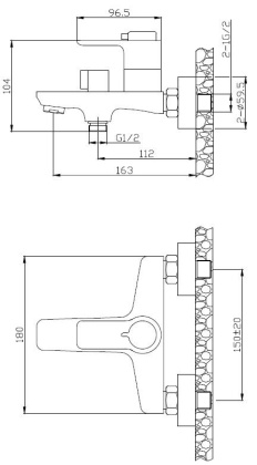 ANCONA Смеситель термостатический для ванны и душа, хром ANCONA-VASM-CRM
