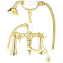 LORD-PBV2-03/24-Bi Смеситель на борт ванны с поворотным изливом и ручным душем Исполнение: Золото 24 карат, Ручки: Белый  LORD-PBV2-03/24-Bi Смеситель на борт ванны с поворотным изливом и ручным душем Исполнение: Золото 24 карат, Ручки: Белый