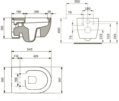 Унитаз подвесной V-Tondo, цвет  мат розовый, в комплекте с  крепежной арматурой, 1416-032-0129, шт