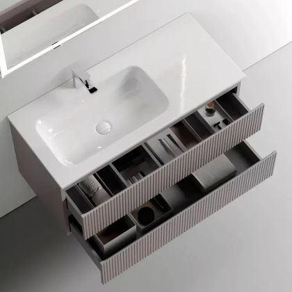 Тумба подвесная SANCOS Snob T левая 995х445х500, c двумя ящиками оснащенными доводчиками, Doha Soft, арт.SNT100LSM