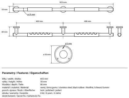 Поручень прямой, резина 104507691