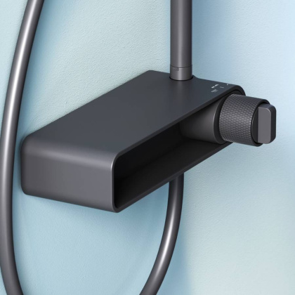 F0785A622 X-Joy, душ.система: Смеситель-полка д/душа, душ.штанга, верхн. душ 220мм, ручн душ, черн.