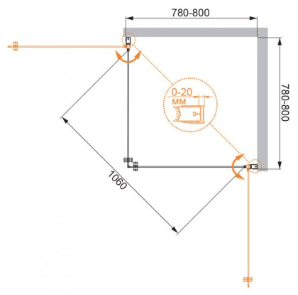 ELENA-W-A-2-80-C-Cr Душевой уголок