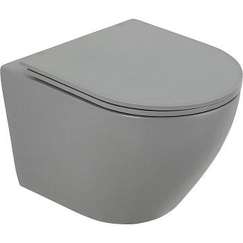 COLORATO Унитаз подвесной безободковый с креплением, серый матовый, BB062CHR-GR