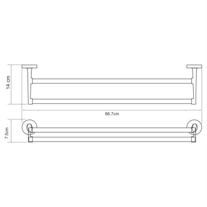 Держатель полотенец двойной Rhein, 66,7х7,5х14 см, хром, K-6240