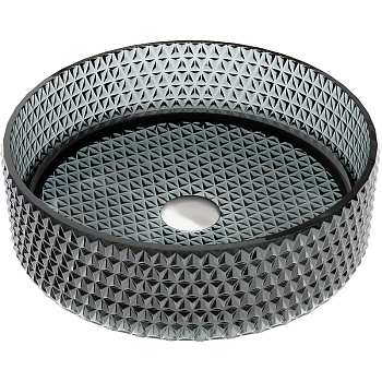 Умывальник чаша накладная круглая (цвет черный) Cristal 360*360*112мм