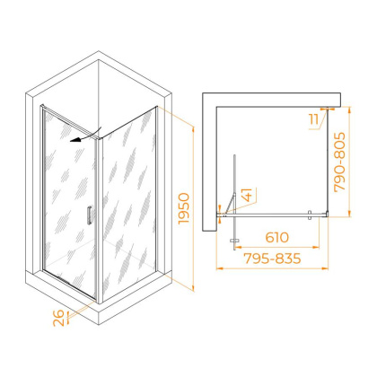 Душевой уголок  80* 80*195 RGW SV-135 (SV-05 + Z-050-2) Квадрат/Хром/Прозрачное/8 мм (Easy) Душевой уголок  80* 80*195 RGW SV-135 (SV-05 + Z-050-2) Квадрат/Хром/Прозрачное/8 мм (Easy)