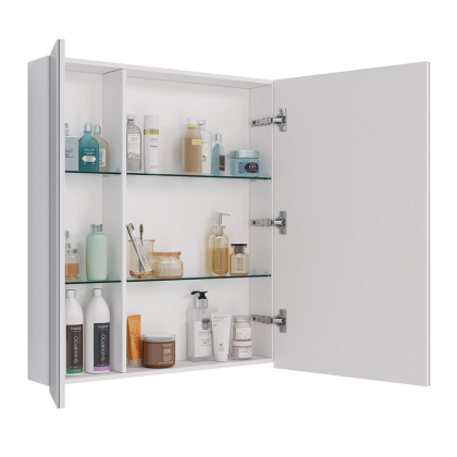 Шкаф зеркальный Lemark UNIVERSAL 70х80см 2-х дверный, цвет корпуса: Белый глянец