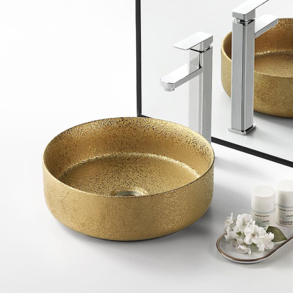 Умывальник накладной, круглый, золото брашированное, Point Виктория 37, PN43064GB